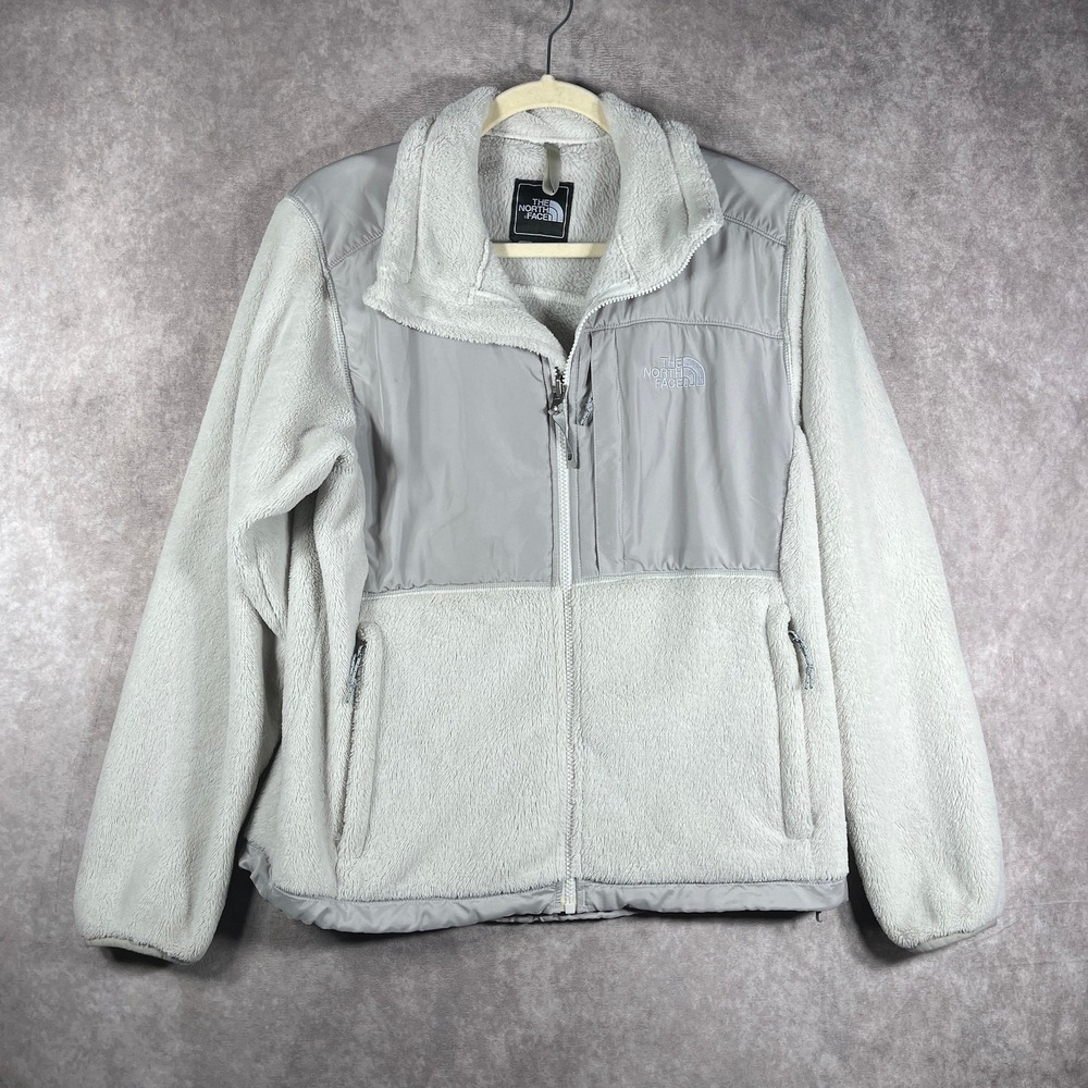 The North Face Jacket Womens Medium White Gray Fleece Full Zip Polartec Outdoor